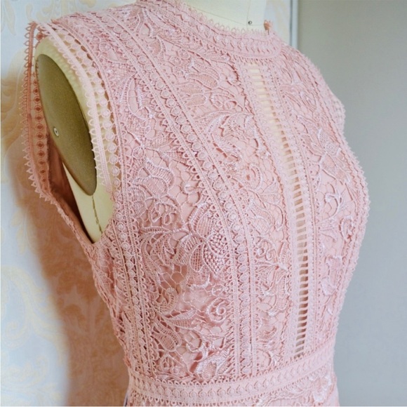 BCBG ✨LIKE 🆕 No Tags✨ 🎊🚨SALE 50% OFF🚨🎊 Dusty Pink Lace Maxi Gown Dress - Picture 6 of 9